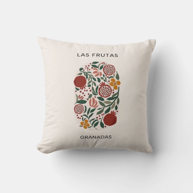 Las Frutas: Granadas - Pomegranate Market Throw Pillow (Front)