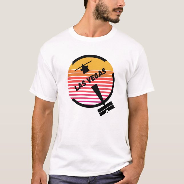LAS Las Vegas Airport, Nevada - Retro Plane T-Shirt (Front)