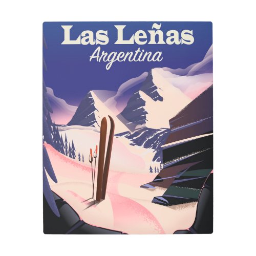 Las Leas Argentina Ski travel print