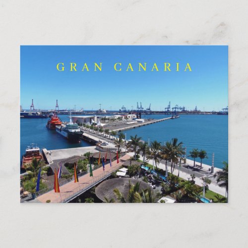 Las Palmas de Gran Canaria harbor postcard