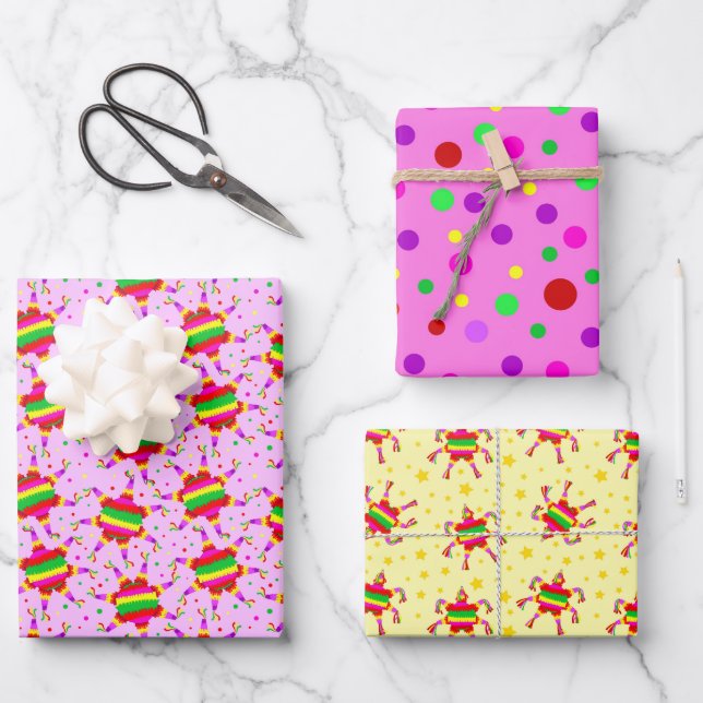 Las Posadas Piñata Festive Mexican Christmas  Wrapping Paper Sheets (Front)