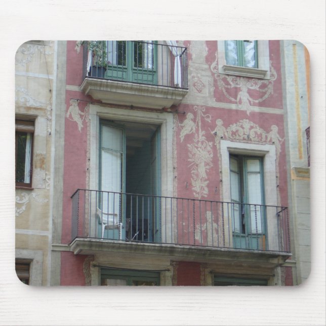 Las Ramblas - pink hotel Mouse Pad (Front)