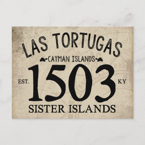 Las Tortugas Sister Islands Est 1503 RUSTIC Postcard