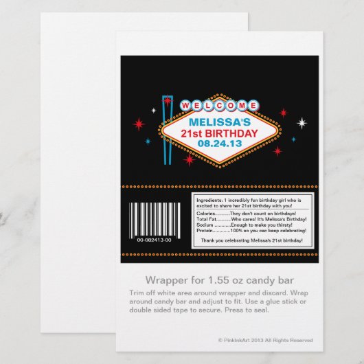 Las Vegas 21st Birthday Candy Wrapper (Front/Back)