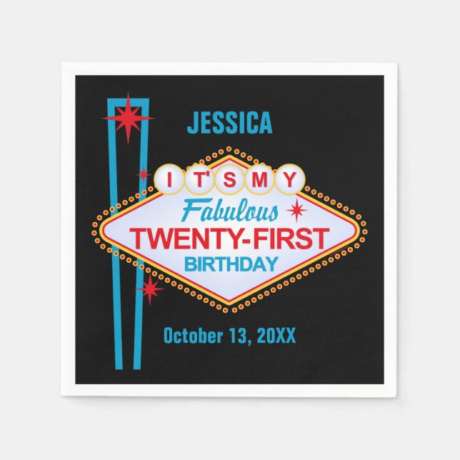 Las Vegas 21st Birthday Paper Napkins (Front)
