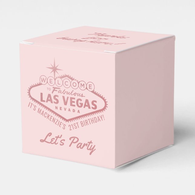 Las Vegas 21st Birthday Party Girly Personalized Favor Boxes (Front Side)