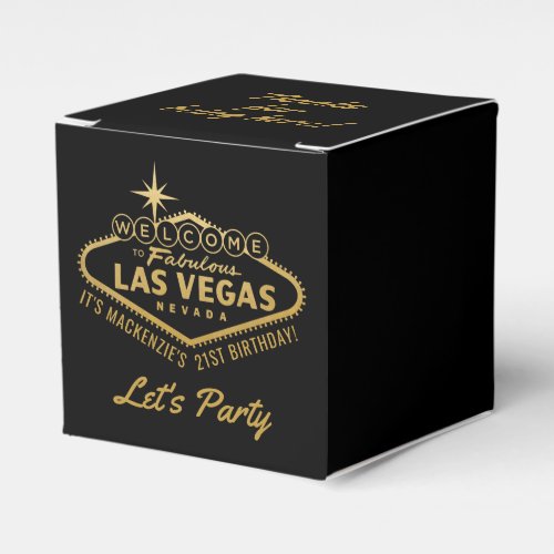 Las Vegas 21st Birthday Party Gold Personalized Favor Boxes
