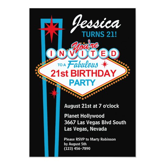 Las Vegas 21st Birthday Party Invitation Las Vegas 21st Birthday Party Invitation