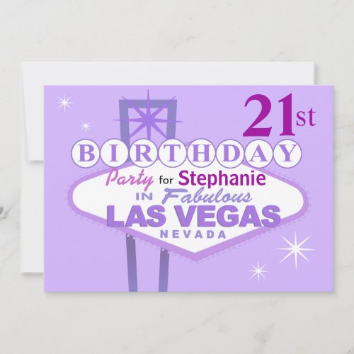 Las Vegas 21st Birthday Party _ lilac Invitation