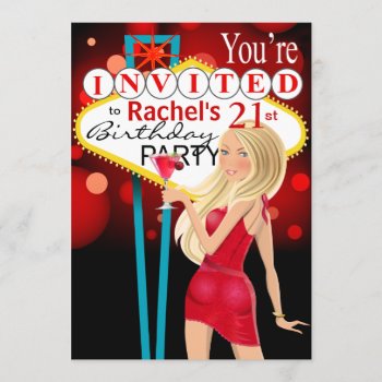 Las Vegas 21st Birthday Party Red Invitation by Special_Occasions at Zazzle