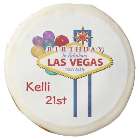 Las Vegas 21st Birthday Personalized Sugar Cookies (Front)
