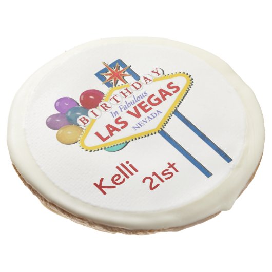 Las Vegas 21st Birthday Personalized Sugar Cookies (Angled)