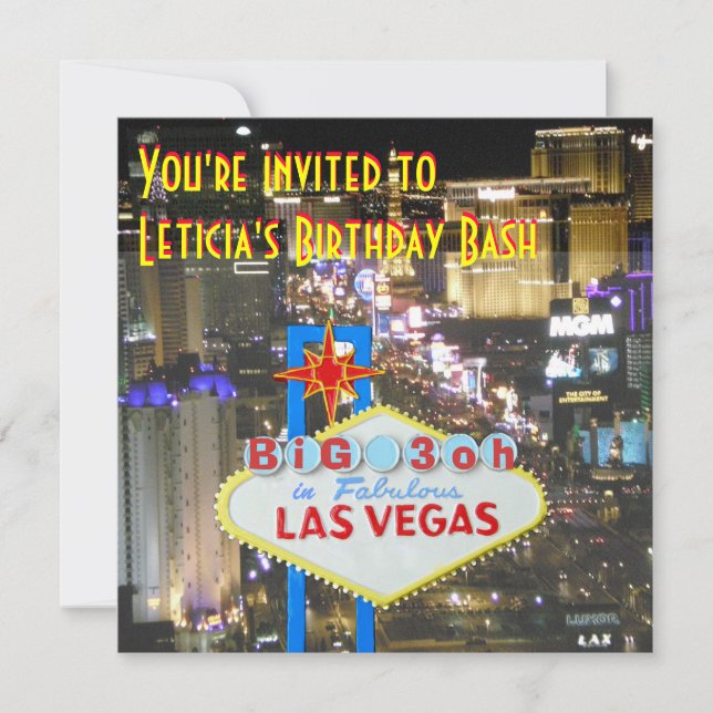 Las Vegas 30th Birthday Party personalized sign Invitation (Front)
