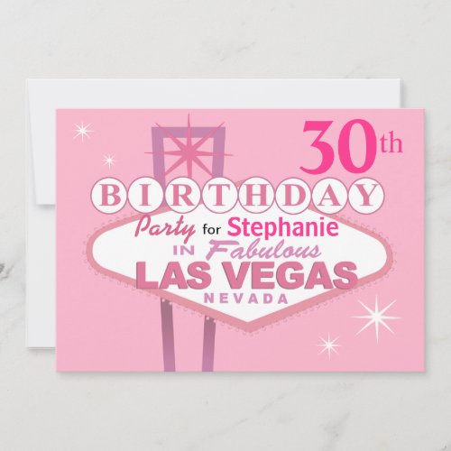 Las Vegas 30th Birthday Party _ pink Invitation