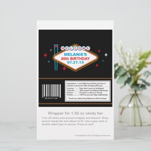Las Vegas 40th Birthday Candy Wrapper (Standing Front)