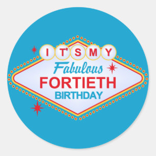Las Vegas 40th Birthday Classic Round Sticker