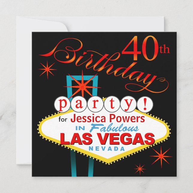 Las Vegas 40th Birthday Party Invitation (Front)