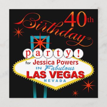 Las Vegas 40th Birthday Party Invitation by Special_Occasions at Zazzle
