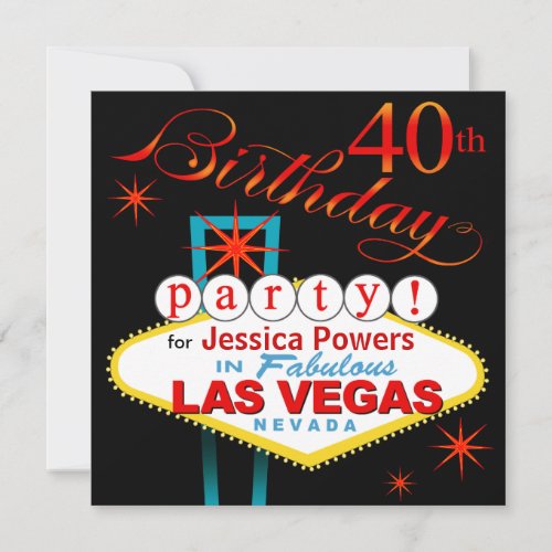 Las Vegas 40th Birthday Party Invitation