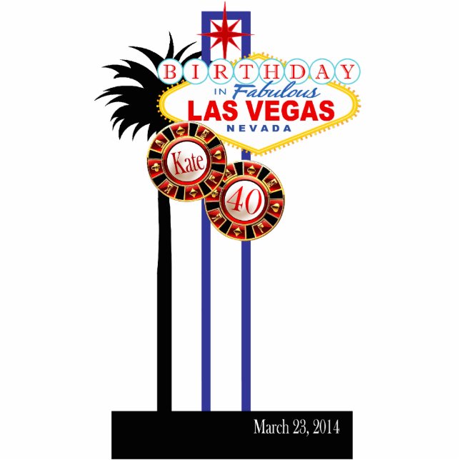 Las Vegas 40th Birthday Party Keepsake Statuette (Front)