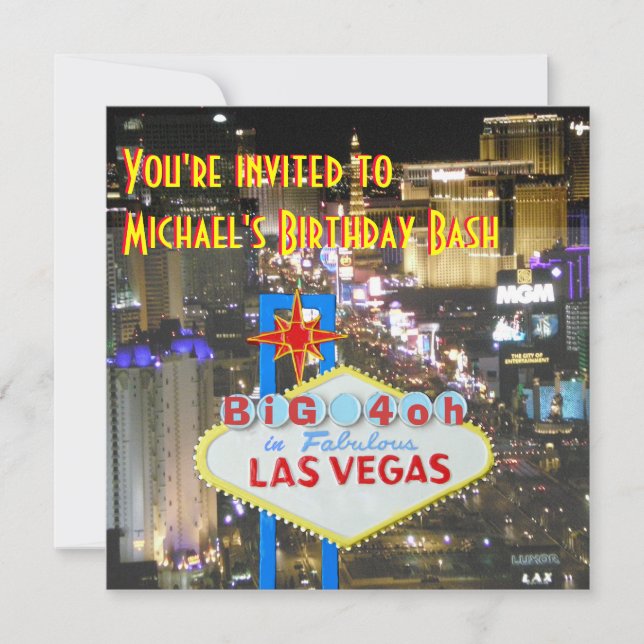 Las Vegas 40th Birthday Party personalized sign Invitation (Front)