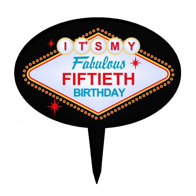 Las Vegas 50th Birthday Cake Topper (Front)