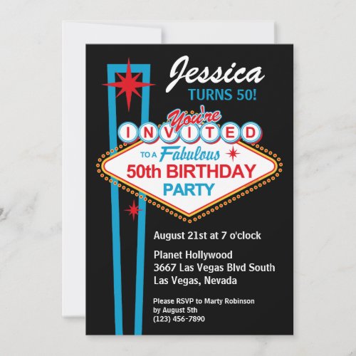 Las Vegas 50th Birthday Party Invitation