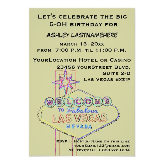 Las Vegas 50th Birthday Party Invitation