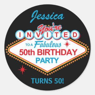 Las Vegas 50th Birthday Party Stickers