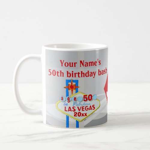 Las Vegas 50th Birthday Party Welcome Sign Dice Coffee Mug