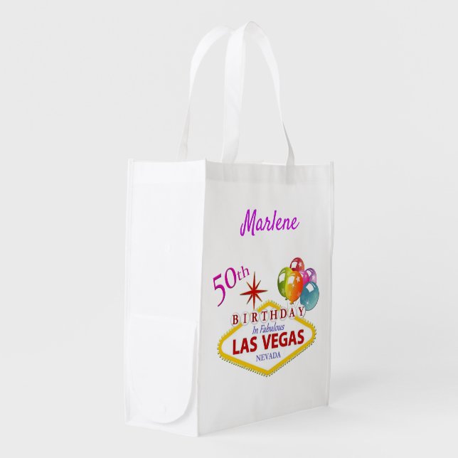 Las Vegas 50th Birthday Reusable Grocery Bag (Front Side)
