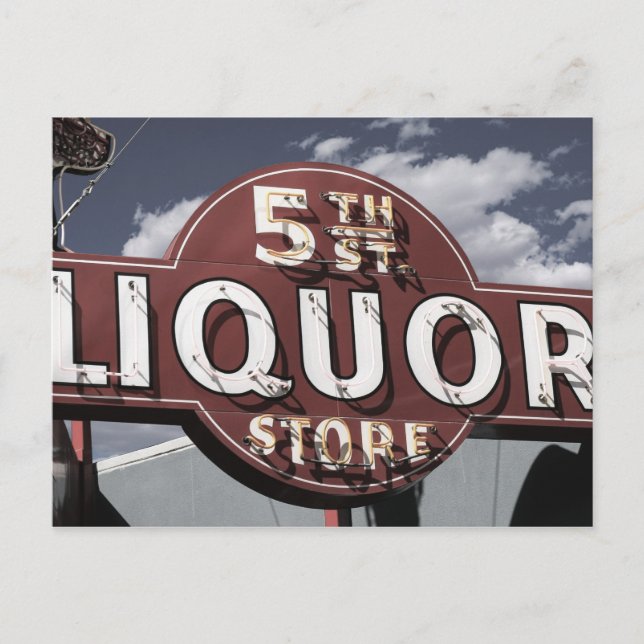 Las Vegas 5th St. Liquor Retro Neon Sign Postcard (Front)