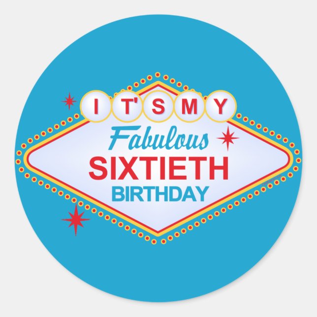Las Vegas 60th Birthday Classic Round Sticker (Front)