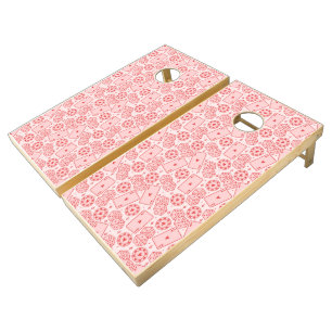 Las Vegas Aesthetic Trendy Casino Print Pink & Red Cornhole Set