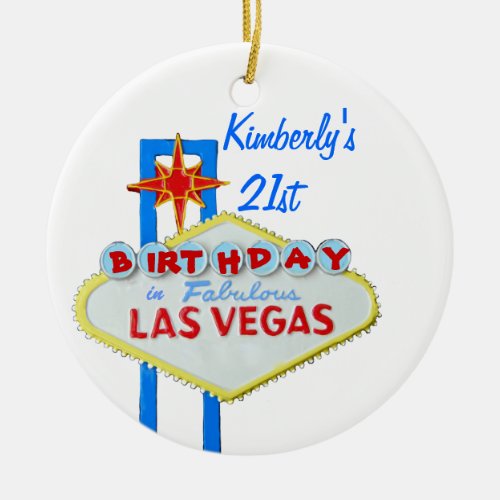 Las Vegas Age 21 Birthday Ceramic Ornament
