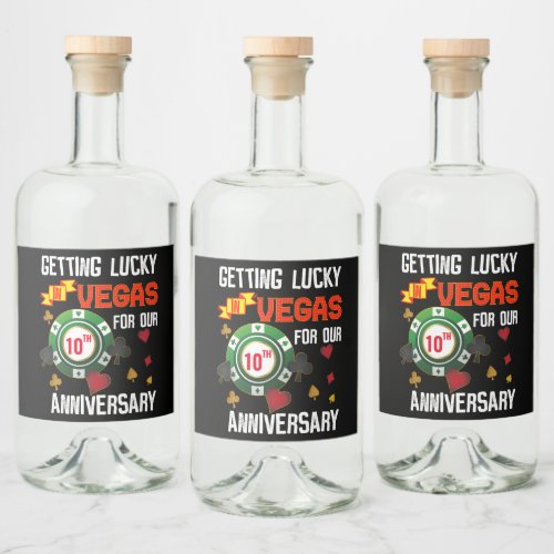 Las Vegas Anniversary Lucky Couple Matching Liquor Bottle Label