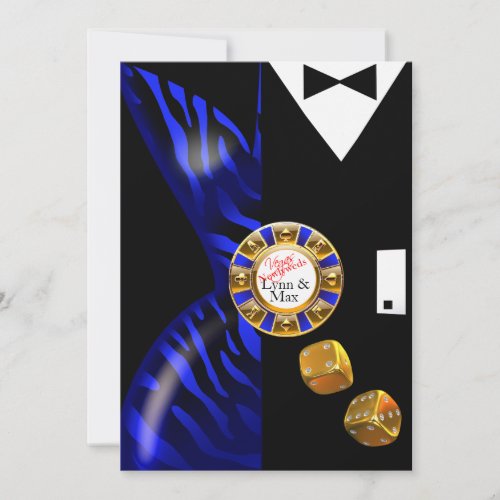 Las Vegas Art Deco Wedding Reception  cobalt Invitation