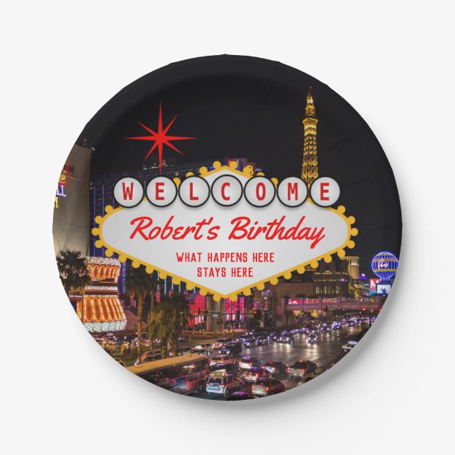 Las Vegas at Night Any Occasion Paper Plates (Front)