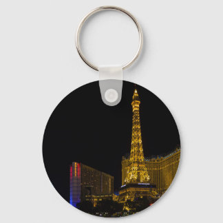 Las Vegas at night Button Keychain