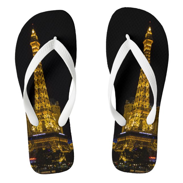 Las Vegas at night Skyline Flip Flops (Footbed)