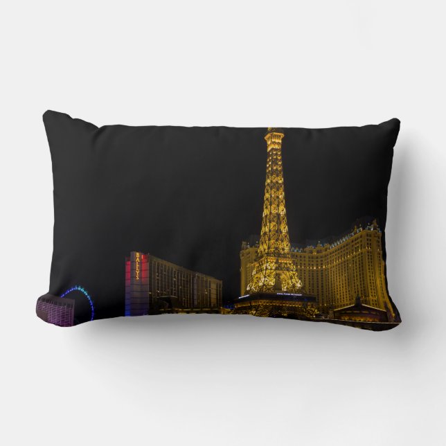 Las Vegas at night  Skyline Lumbar Pillow (Front)