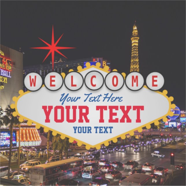 Las Vegas at Night Welcome Sign Your Text  Sticker (Front)