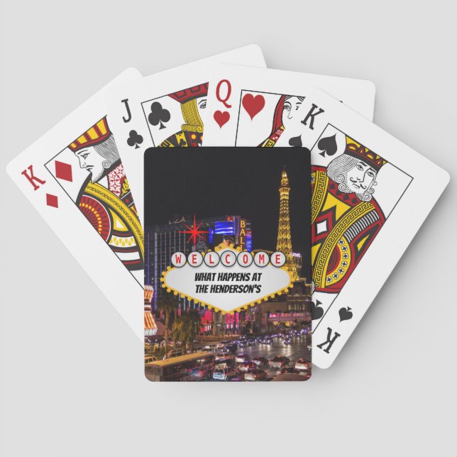 Las Vegas at Night Your Text Poker Cards (Back)