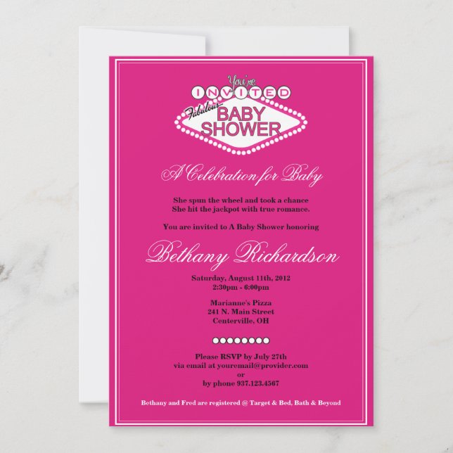 Las Vegas Baby Girl Shower Invitation (Front)