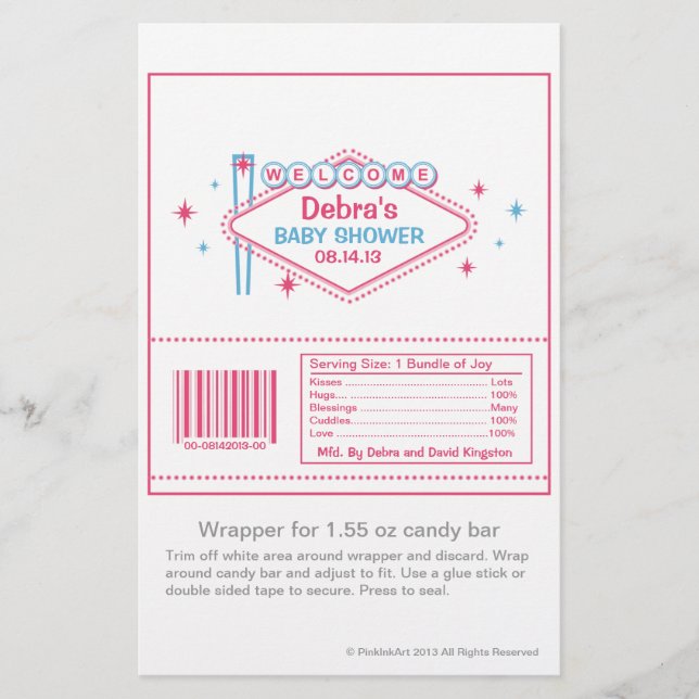 Las Vegas Baby Shower Candy Wrapper (Front)