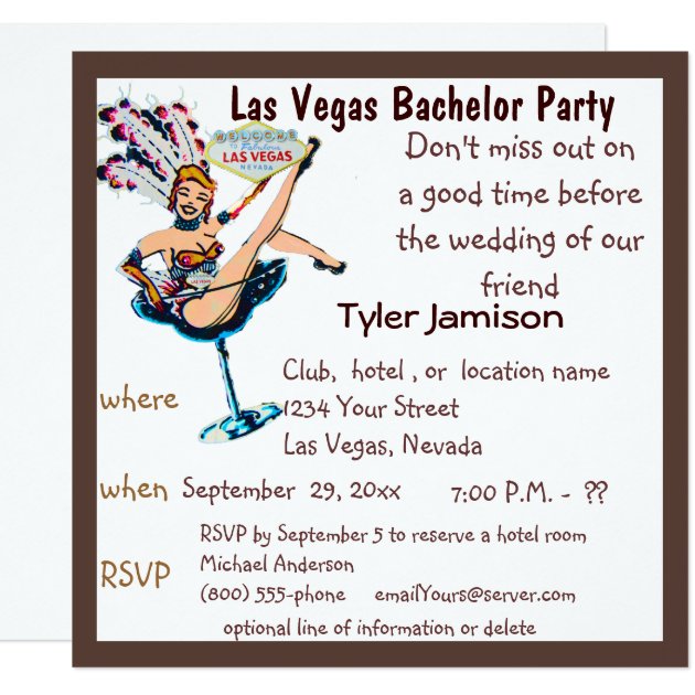 Las Vegas Bachelor Party Showgirl Invitation