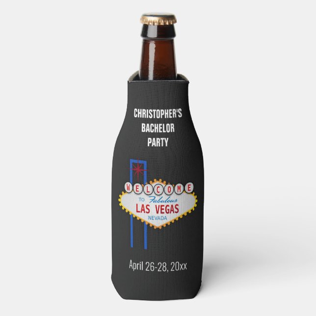 Las Vegas Bachelor Party Trip Favor Bottle Cooler (Bottle Front)