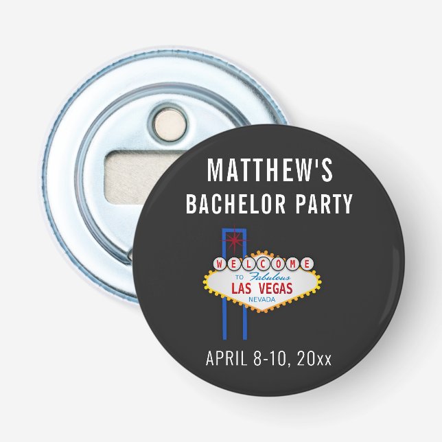Las Vegas Bachelor Party Trip Favor Bottle Opener (Front)