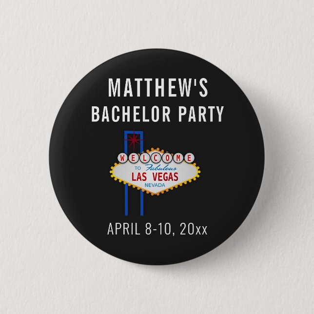 Las Vegas Bachelor Party Wedding Trip Favor Button (Front)