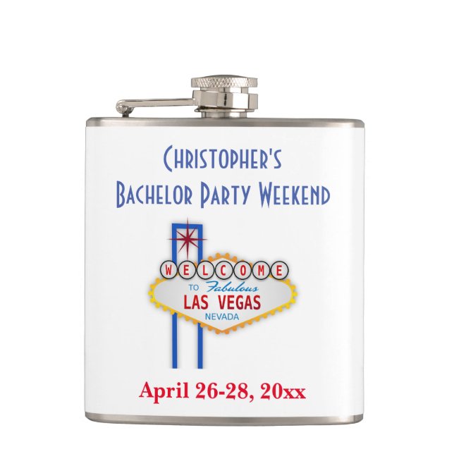 Las Vegas Bachelor Party Weekend Trip Favor Flask (Front)